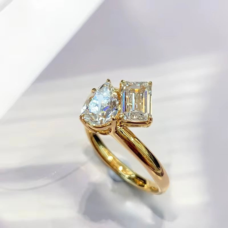 Duo Lumière — pierścionek z 2 diamentami laboratoryjnymi