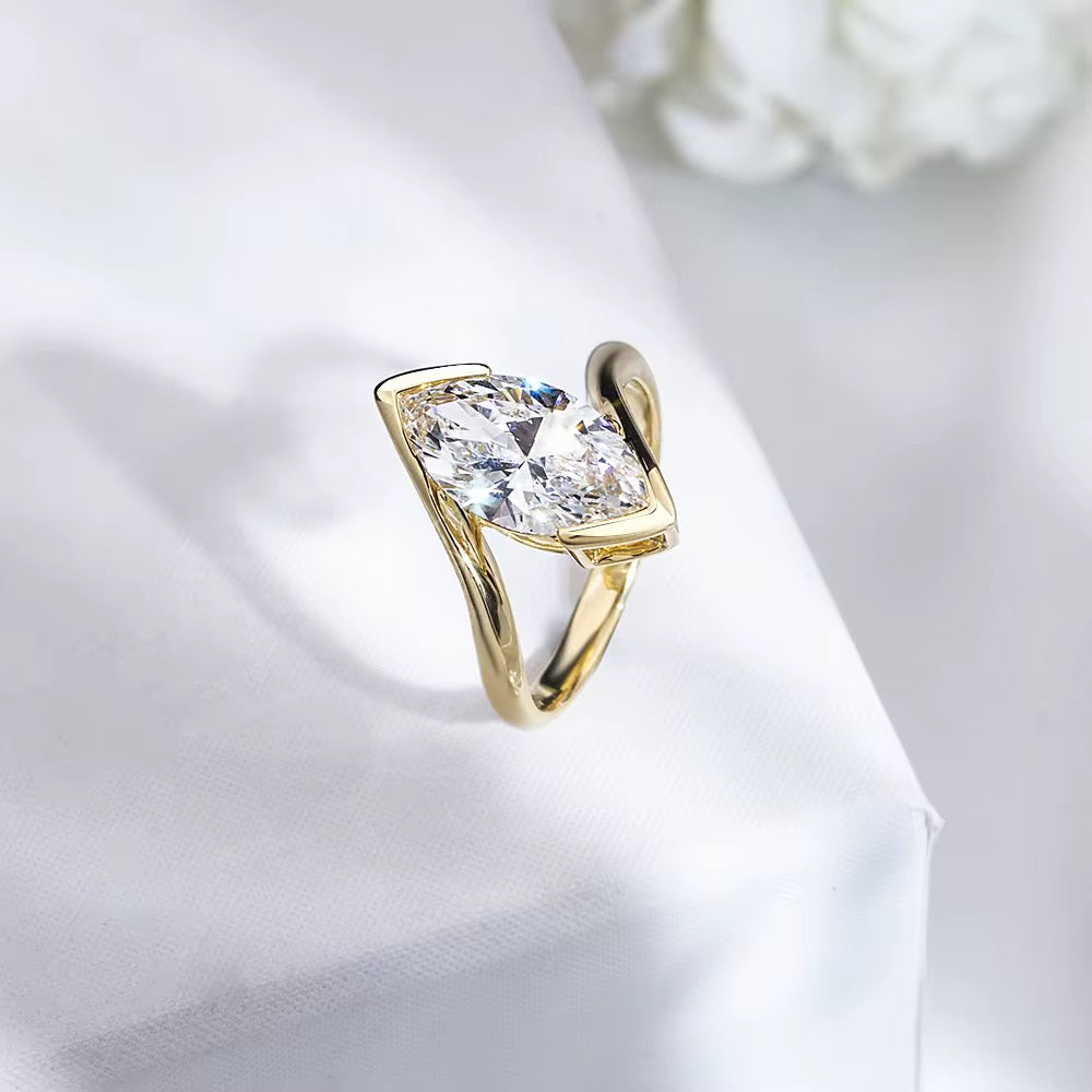 Pierścionek z 3 karatowym diamentem laboratoryjnym w złocie 750 (18K)